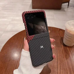 Elegant Carbon Fiber Pattern Slim Phone Case - Business Edition for Moto Razr 60 Ultra (Red and black)