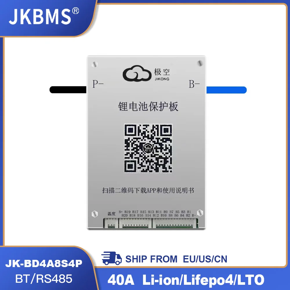 Jkbms Smart Bms Lifepo4 Bms 4S 5S 6S 7S 8S Per Batteria Al Litio Con Bluetooth 40A Sensori Di Temperatura Della Stessa Porta Rs485 Balance Board