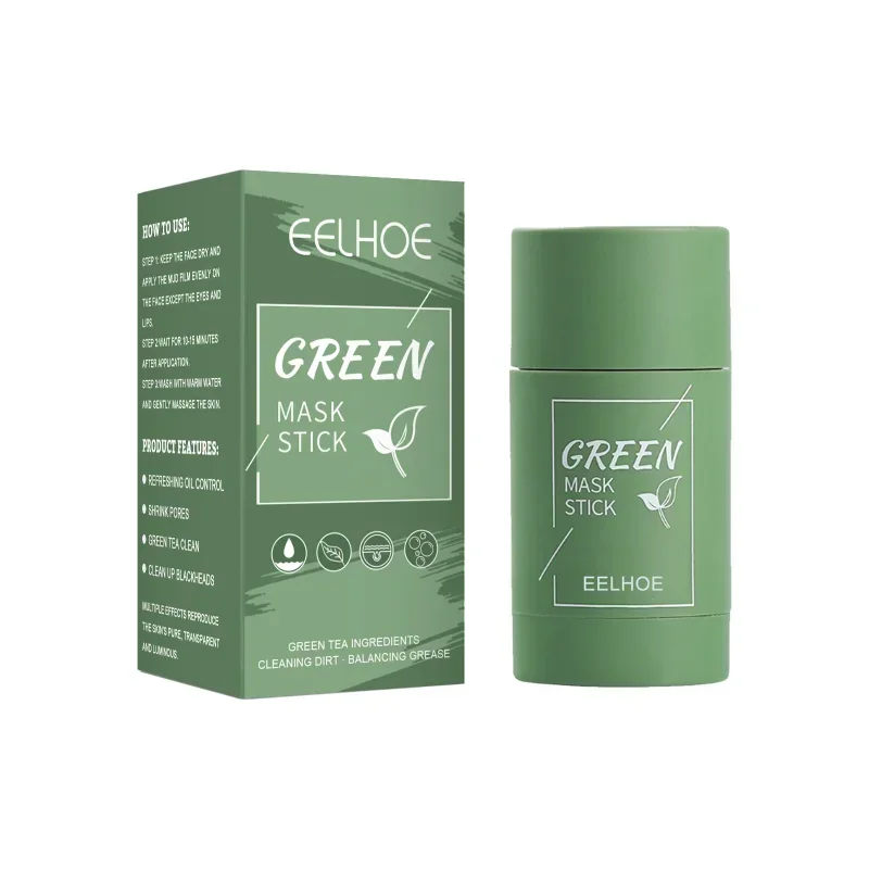 Green Tea Face Deep Cleaning Mud Solid Mask Stick Oil Control Moisturizing Shrink Pores Blackhead Acne Masks Facial Skin Care images - 6