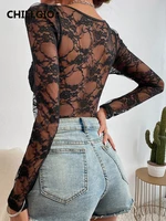 CHILLGIO Women Lace Rompers Sexy Fashion Long Sleeves Sheer Overalls Slim Elastic Bodysuits Streetwear Autumn Winter Jumpsuits - Image 6