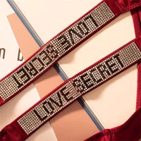 Vin rouge/léopard Sexy brillant strass string femmes sous-vêtements sans couture Sexy sport dames grande taille t-back culotte 5