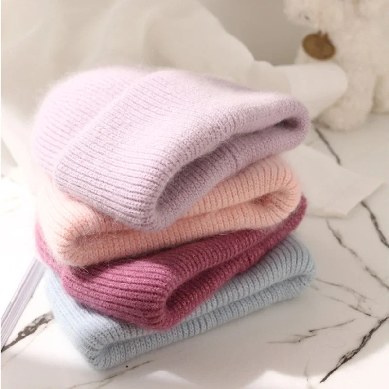 High Quality Thickened Knitted Beanies Hat Women Men Skiing Gorras Winter Rabbit hair Warm Wool Caps Ear Windproof Cycling Hats
