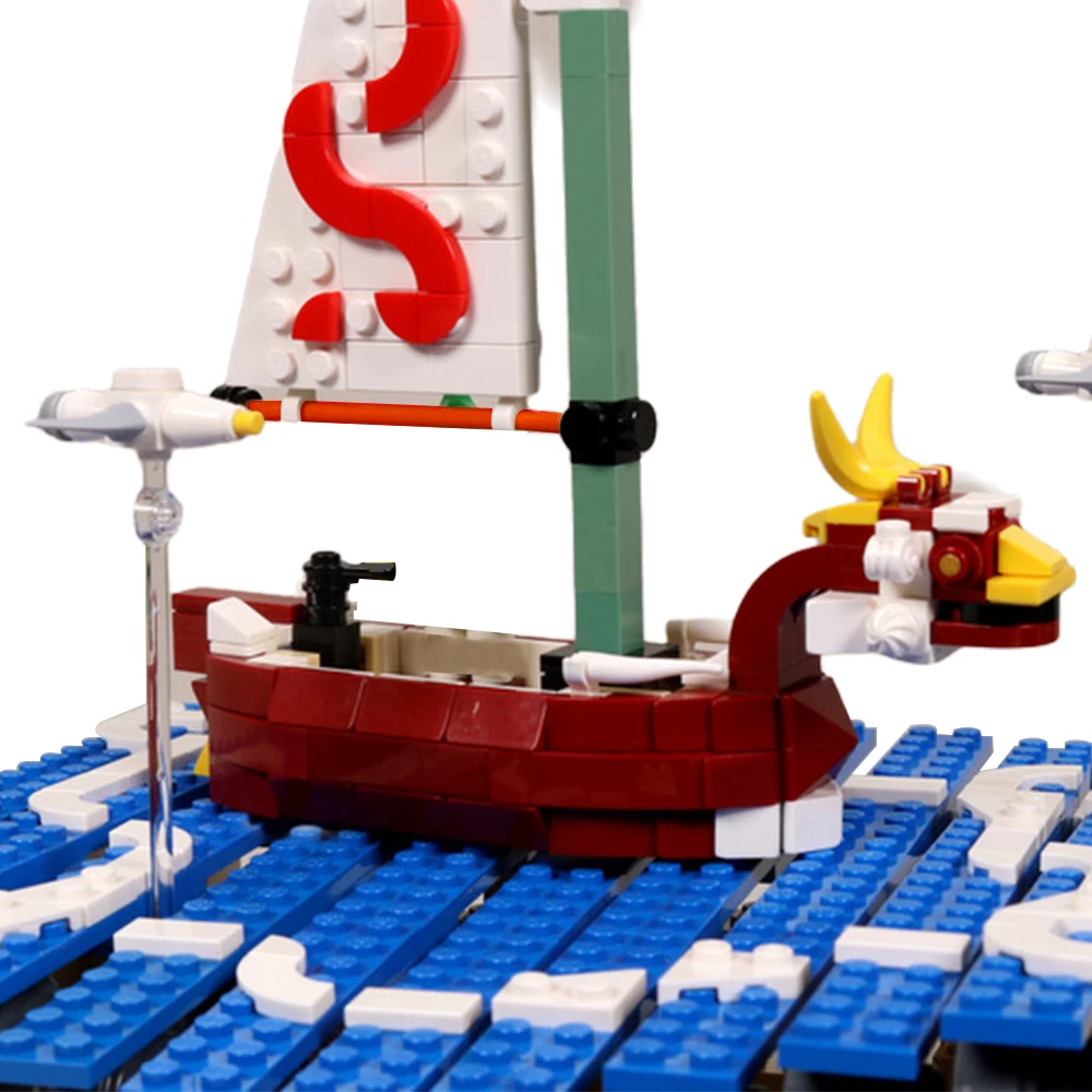 Moc Zeldaed Wind Wakered Red Lion King Dragon Boat Adventure Ship On The Great Sea Building Blocks Set Mattoni Giocattolo Per Bambini Regalo