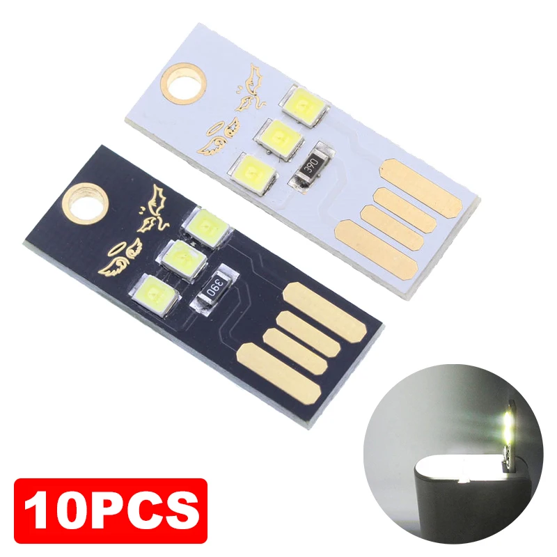 

10PCS LED USB Plug Lamp Night Light 3leds Mini Book Lamp Eye Protection Reading Light For Laptop Computer Mobile Power Charging