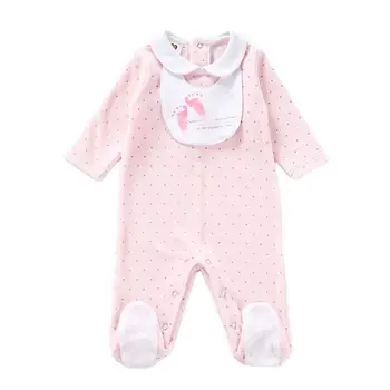 Pagliaccetti del bambino a maniche lunghe per bambini vestiti del bambino appena nato tuta bambini della ragazza del ragazzo vestiti del bambino della tuta con il bambino bib bambino footies