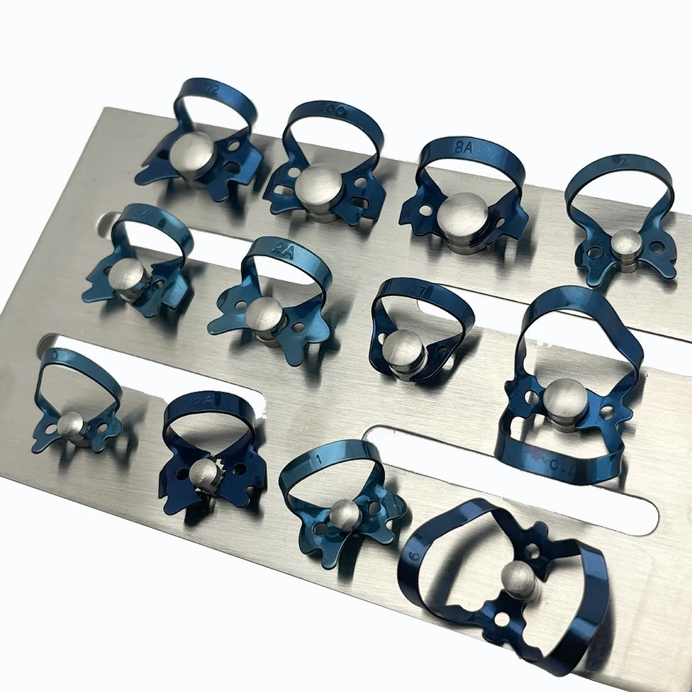 X 1999 Clamp Set Morsetti Per Diga In Gomma Per Endodonzia - 31 Pezzi In Acciaio Inox Con Vassoio Nero Fascette Ferma Tubi - Foto 9