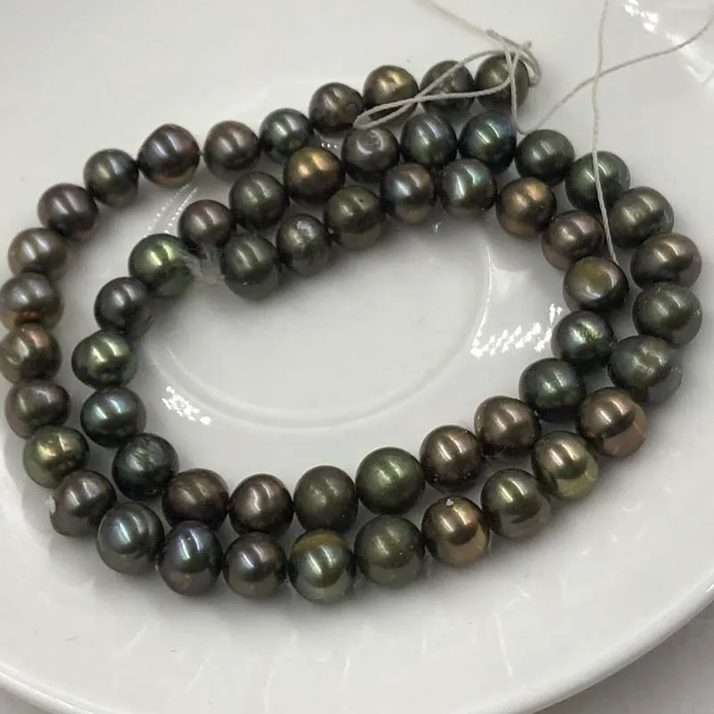 

ELEISPL 2 Strands 7-8mm Real Freshwater Brown Pearls Loose Strings #22000470-7