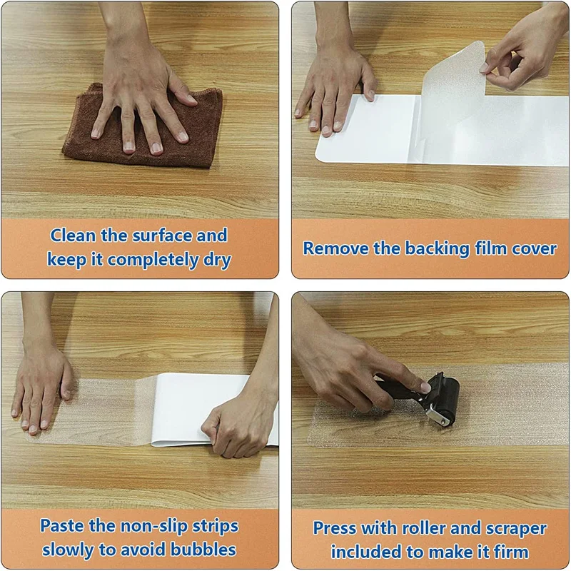 15cm x 61cm 투명 미끄럼 방지 테이프 카펫 계단 밟기 바닥 욕조 욕실 안전 어린이를위한 부드럽고 방수 테이프 미끄러짐