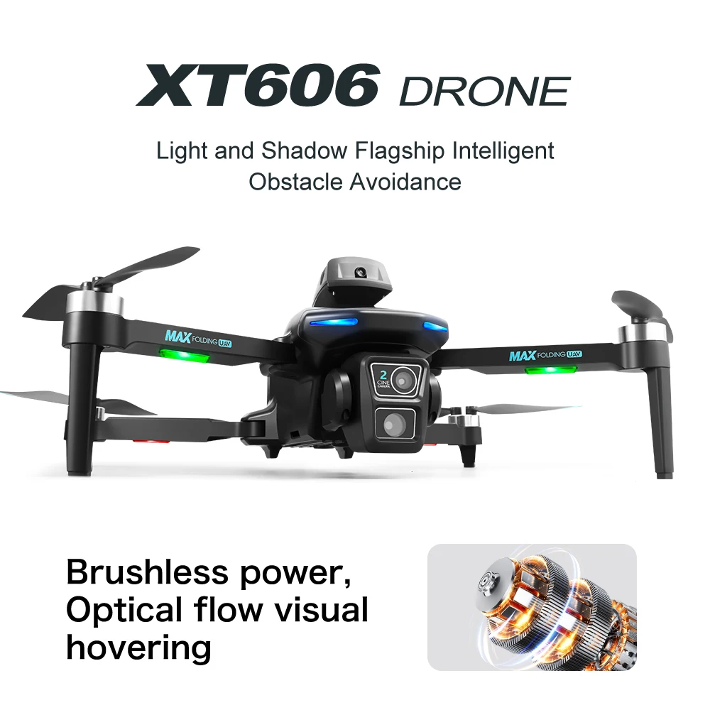 전문가용 XT606 드론, 8K HD 듀얼 카메라, 스마트 장애물 회피, FPV 사진, 브러시리스 모터, RC 쿼드콥터, 미니 드론 장난감