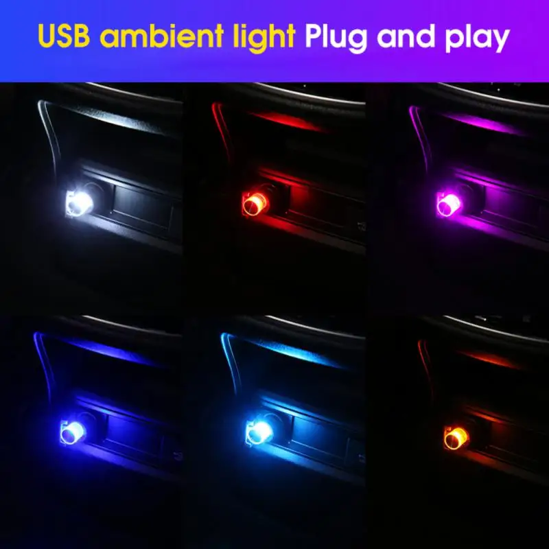 

Mini USB Car Light LED Atmosphere Auto Ambient Nightlight Neon Interior Lamp Emergency PC Mobile Power Charging Book Light