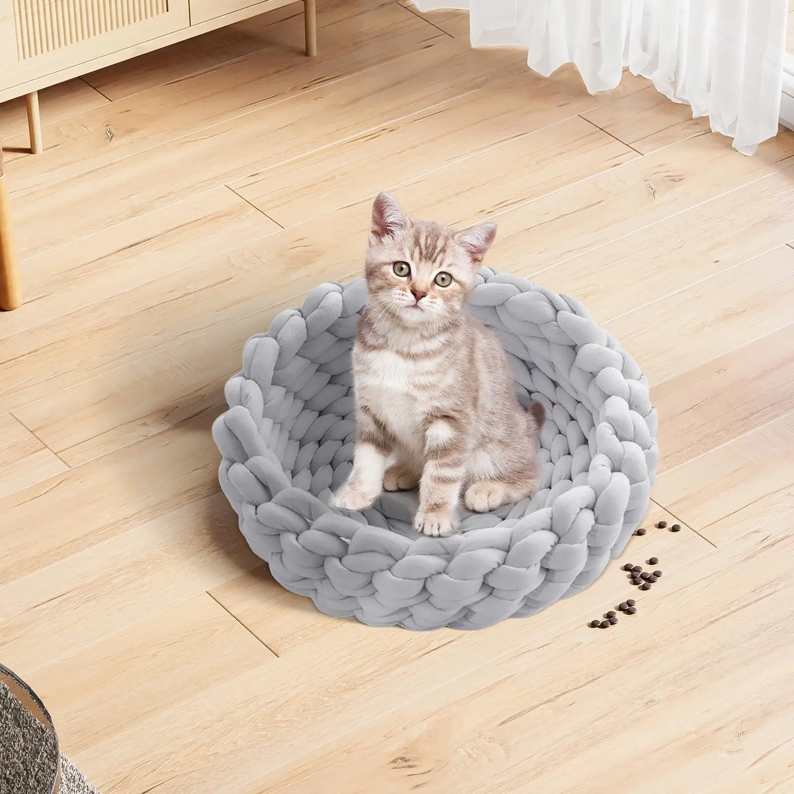 Handwoven Cat Nest Bed Non Slip Durable Round Shape Portable All Seasons Kitten Calming Bed Soft for Pet Supplies Small Dog Handwoven Cat Nest Bed Non Slip Durable Round Shape Portable All Seasons Kitten Calming Bed Soft for Pet Supplies Small Dog