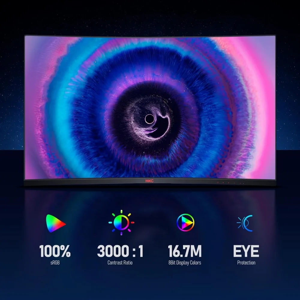 32 inch Curved Gaming Monitor-QHD (2560 x 1440) 2K Display, 170Hz 144Hz Monitor, 1500R Curvature, 1ms
