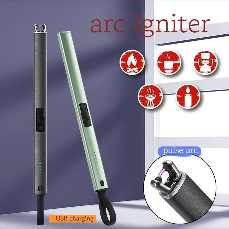 

USB Rechargeable Arc Ignition Gun Outdoor Camping Kitchen Windproof Metal Aroma Candle Stovetop Mosquito Coil Igniter Lighter