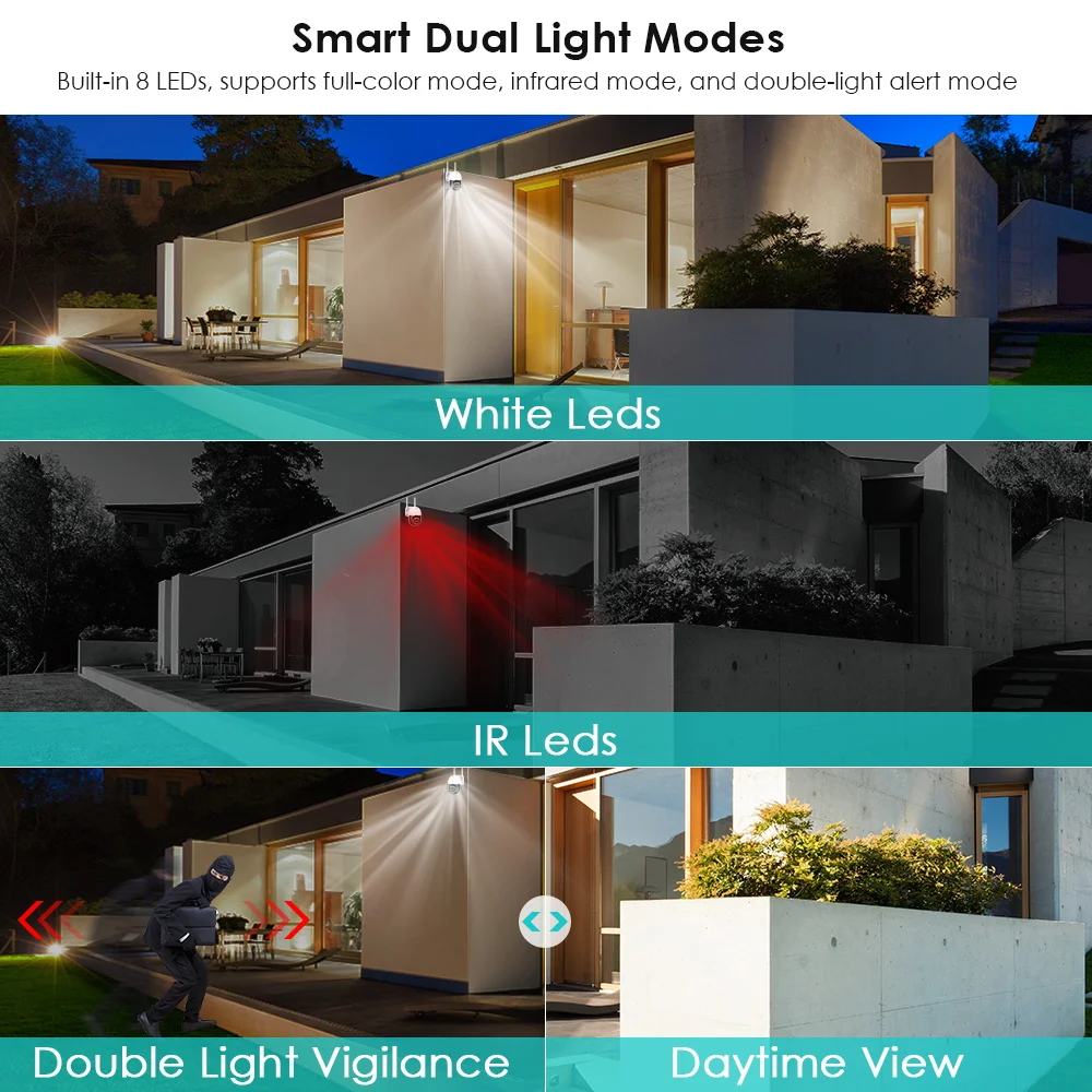 كاميرا 4K 8MP PTZ WiFi 8X تكبير رقمي AI كشف الشخص/...