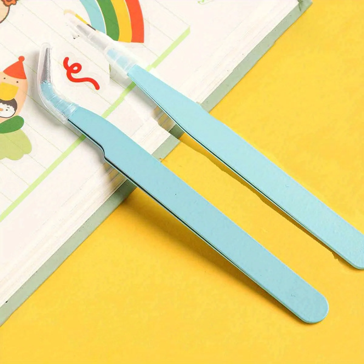 2pcs Stainless Steel Precision Tweezers, Color Scrapbook Tweezers, Straight And Curved Head P-ink/Green/Purple