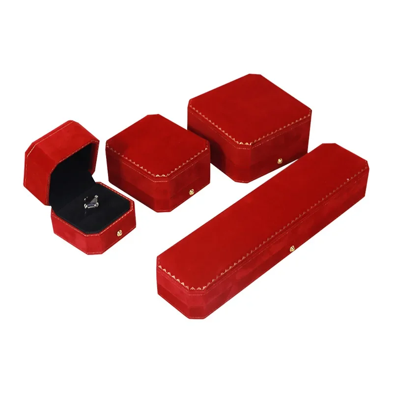 Velvet Jewelry Box Octagonal Wedding Luxury Ring Case Gift Box for Necklace Bracelet Earrings Wholesale Jewelry Packaging