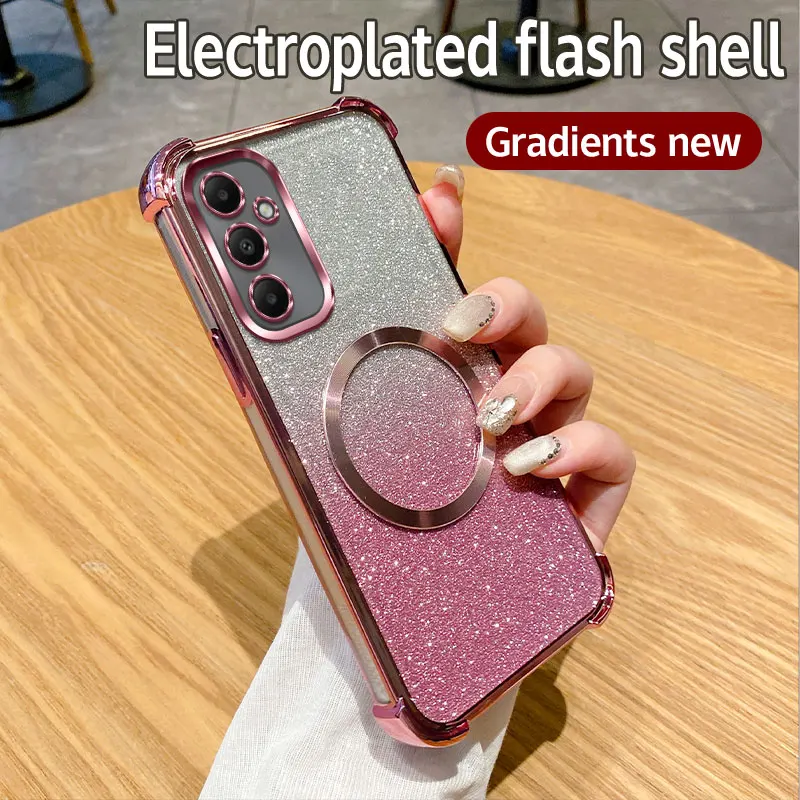 Überzug Stoßfest Klar Magnetring Telefon Fall Für Samsung Galaxy A05S A04S A03S A02S A52S M02 M12 M22 M32 4G Glitter Abdeckung_voghion.com