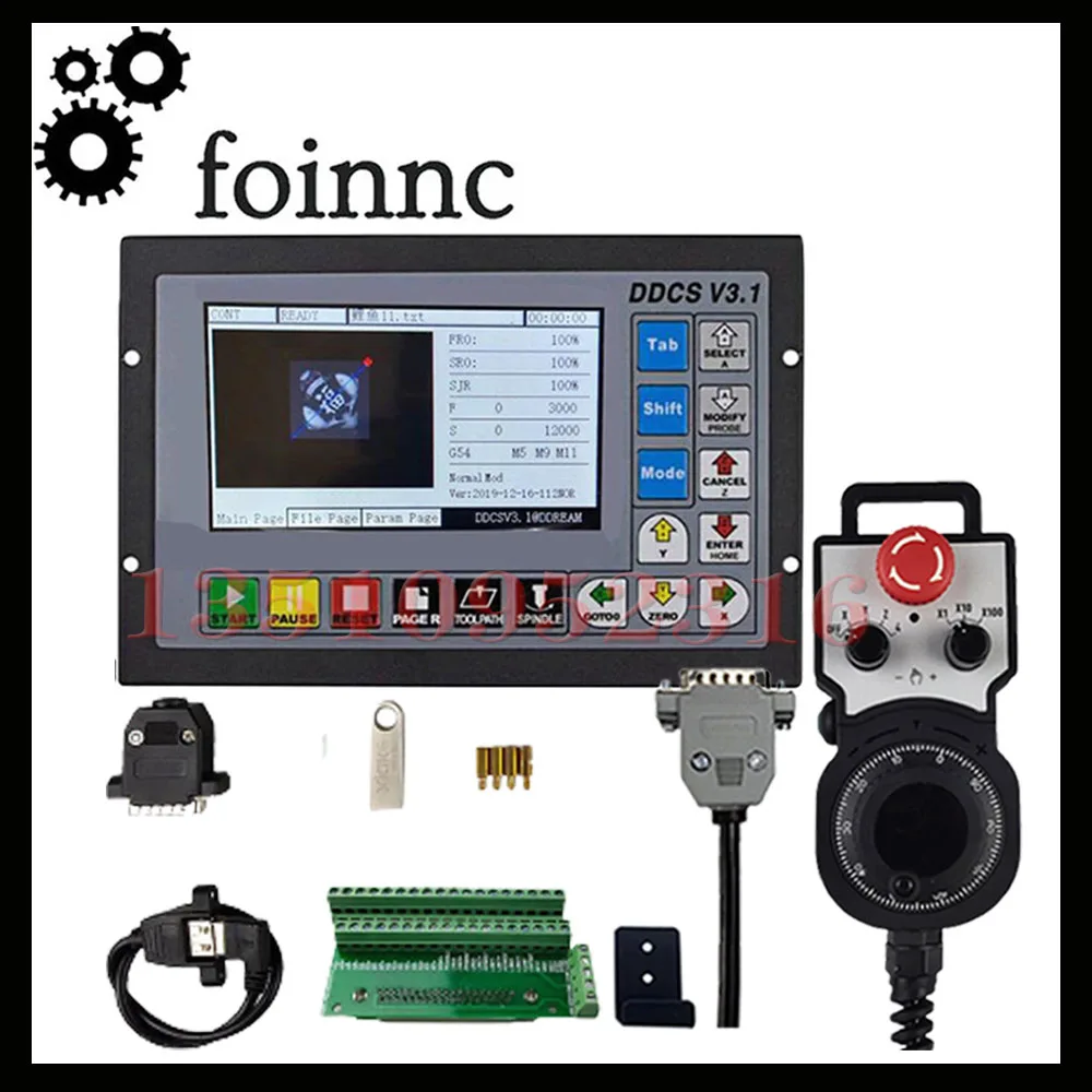 Ddcsv3.1 Cnc 모션 제어 컨트롤러 3 축 4 축 오프라인 제어 시스템은 비상 정지 핸드 휠로 Mach3 시스템을 대체합니다.
