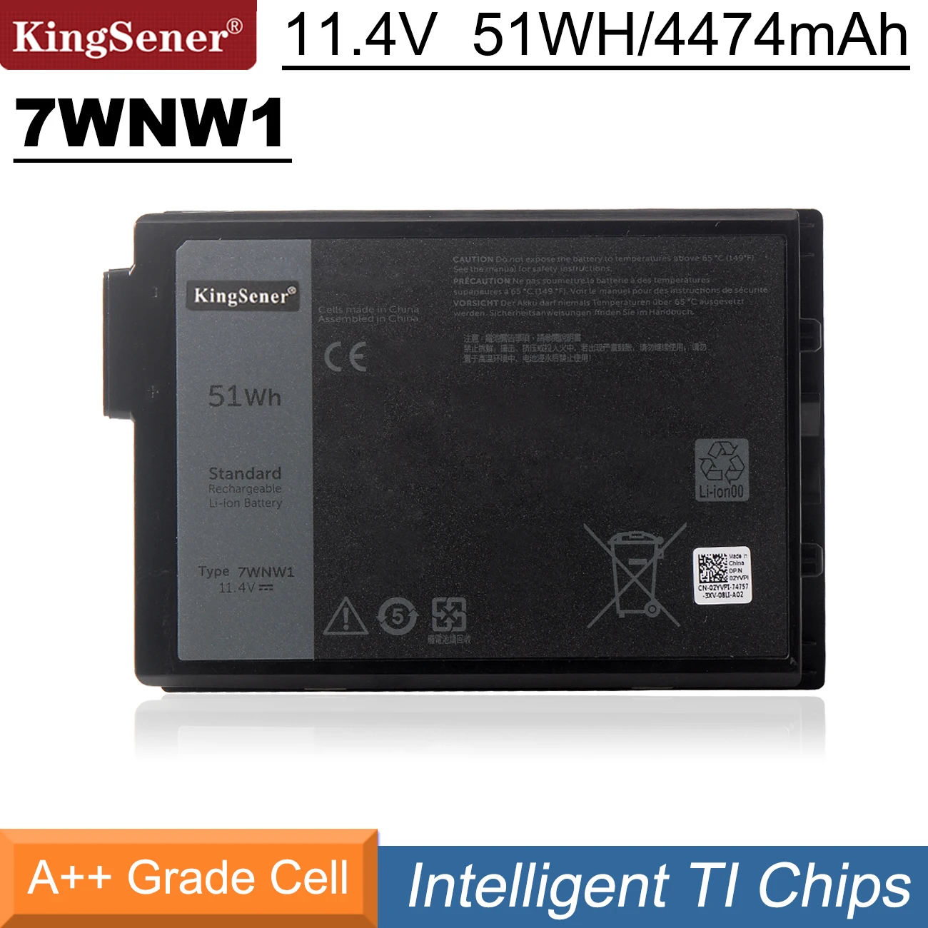 Kingsener 7wnw1 Bateria do Portátil para Dell Latitude 7424 5424 5420 Série Extrema Áspera Notebook P85g P86g Dmf8c 0dmf8c 11.4v 51wh