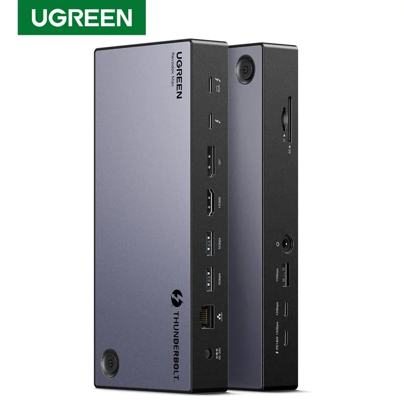 TLF UGREEN Revodok Max 313 Deck 13 in 1 40Gbps 도킹 스테이션 트리플 4K 60Hz 싱글 8K 디스플레이 PD 2.5GbE SD/TF 카드 슬롯 충전 포트 탑재 노트북용