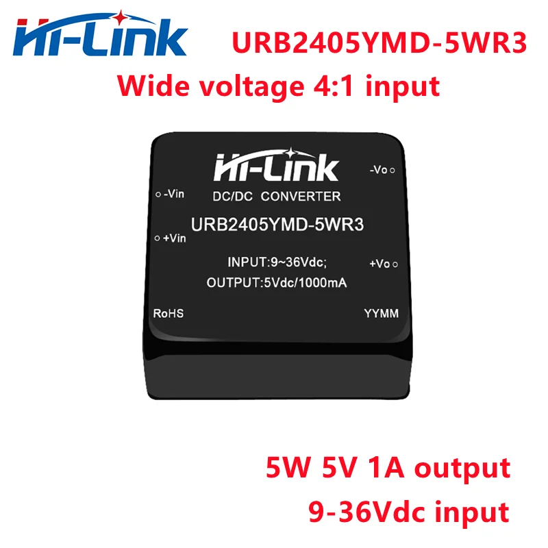 Hi-Link DCDC URB2405YMD-5WR3 Isolated Power Supply Module 24V(9-36V) Input to 5W 5V 1A Output Step Down Converter