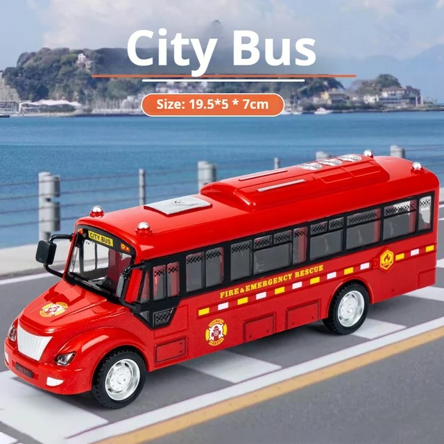 1：30 Inertia Sliding Campus Bus Car Model Simulation Sound and Light Music Educational Toy Bus Car Toy Children's Birthday Gift 3