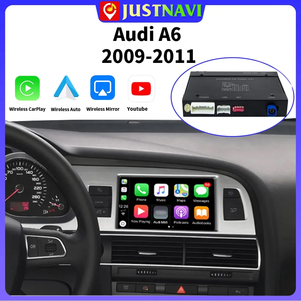 

JUSTNAVI Автомобильный мультимедийный беспроводной CarPlay для Audi A6 2009 - 2011 с Android Авто Mirror Link AirPlay автофункции