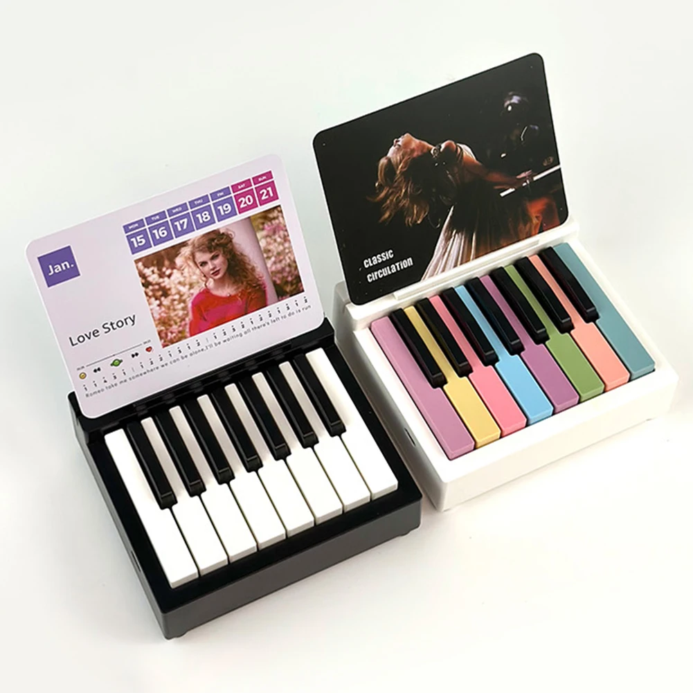 Taylor Piano Calendar Piano Desk Calendar Desktop Peripheral Ornaments with 27 Music Cards 52 Songs Gift for Fans