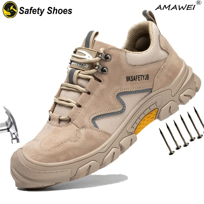 

AMAWEI Work Safety Shoes Men Lightweight Safety Boots Indestructible work hiking boots sneakers Women Protective Steel Toe Shoes