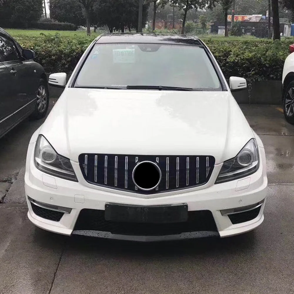 Parrilla Delantera Negra/cromada Con Estrella LED Para Mercedes Benz C Class W204 W Led Emblem C300 C350 08 14 Blk