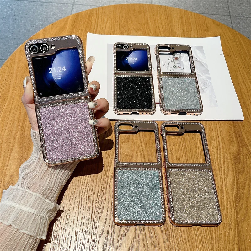 Luxury Diamond Glitter Shockproof Case - Folding Hard Plating Plastic Cover