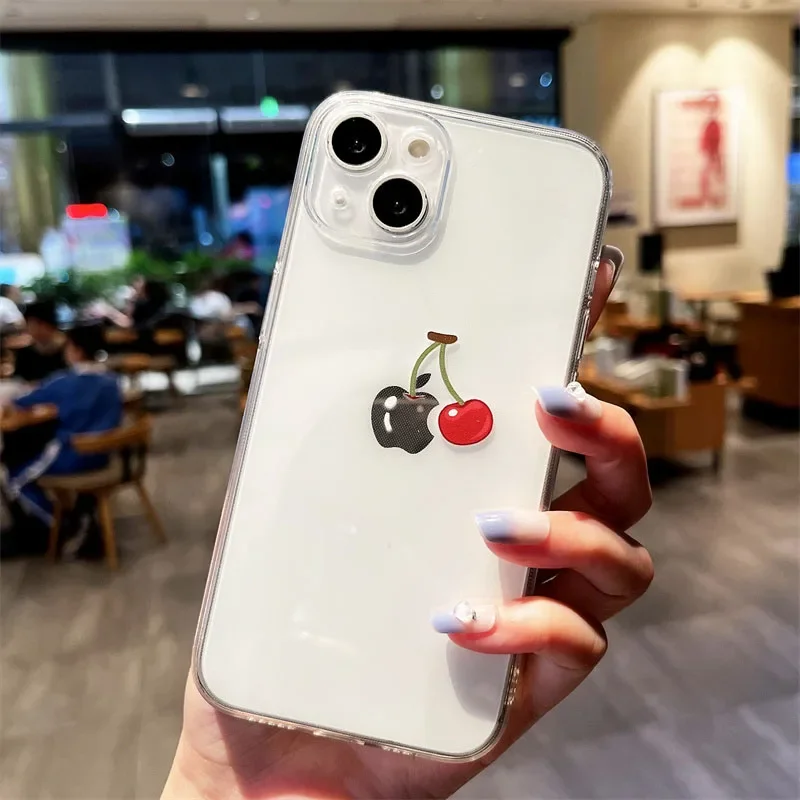 Playful Cherry Transparent Shockproof Phone Case - Soft, Durable, and Stylish Cover