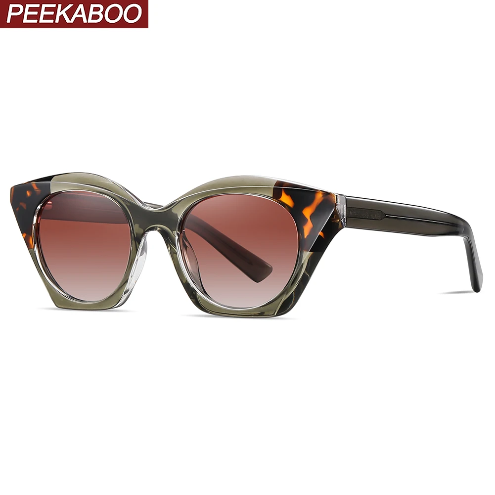 

Peekaboo acetate polarized sunglasses cat eye ladies leopard black female fashion sun glasses for women uv400 2024 drop ship