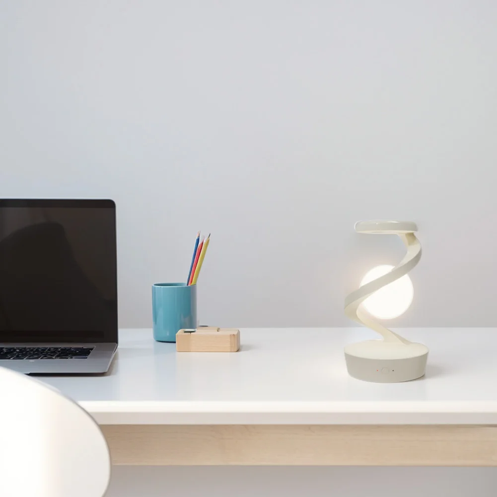 Floating LED Night Light with Wireless Phone Charger Creative Table 3D LED Lamp Floating Moon Table Lamp Unique Room Decor Gifts 3