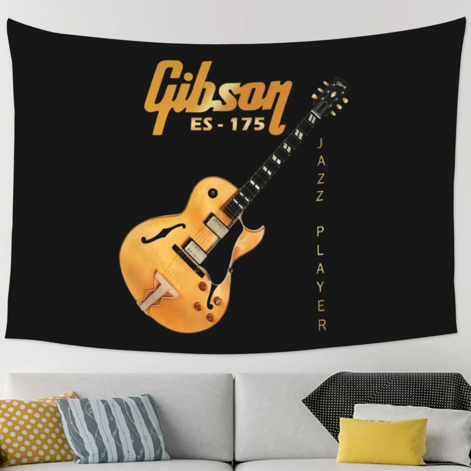 Gibson Es - 175 Guitar Jazz Player Tapestry Wall Hanging Room Decor Macrame Decoration For Bedroom Hippie