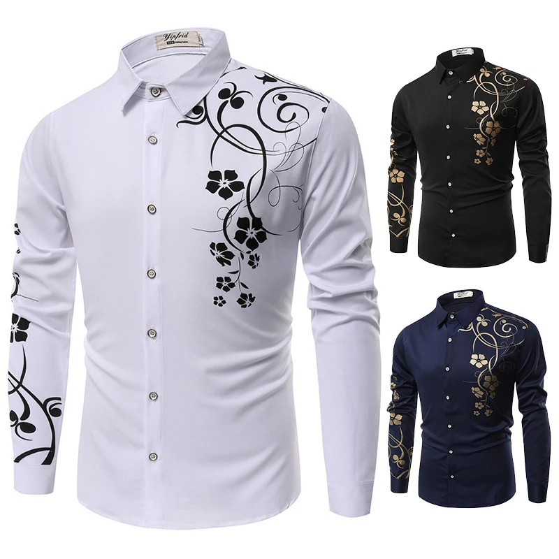 

Camisas De Hombre High Quality Long Sleeve Shirts for Men Clothing Simple Slim Fit Embroidered Men's Social Shirts Dress