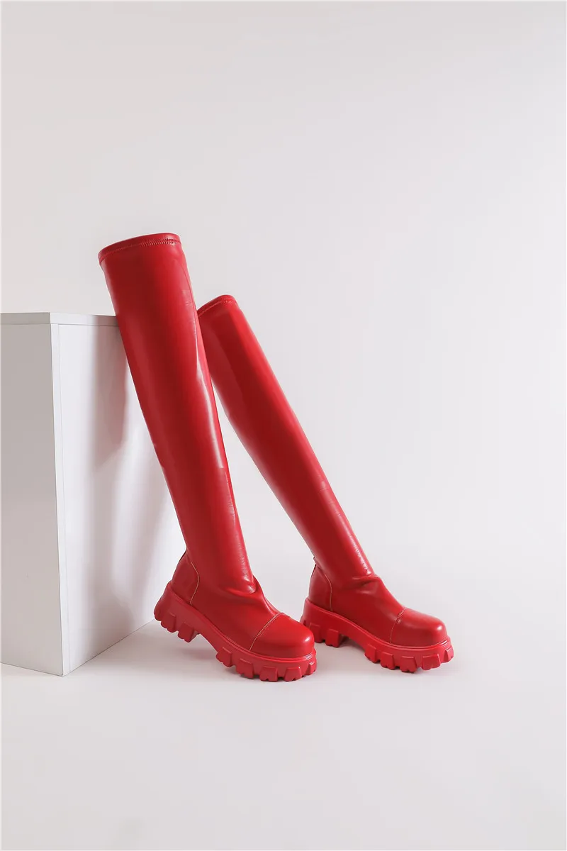 2024 Platform elastic boots women's candy color over-the-knee boots socks boots