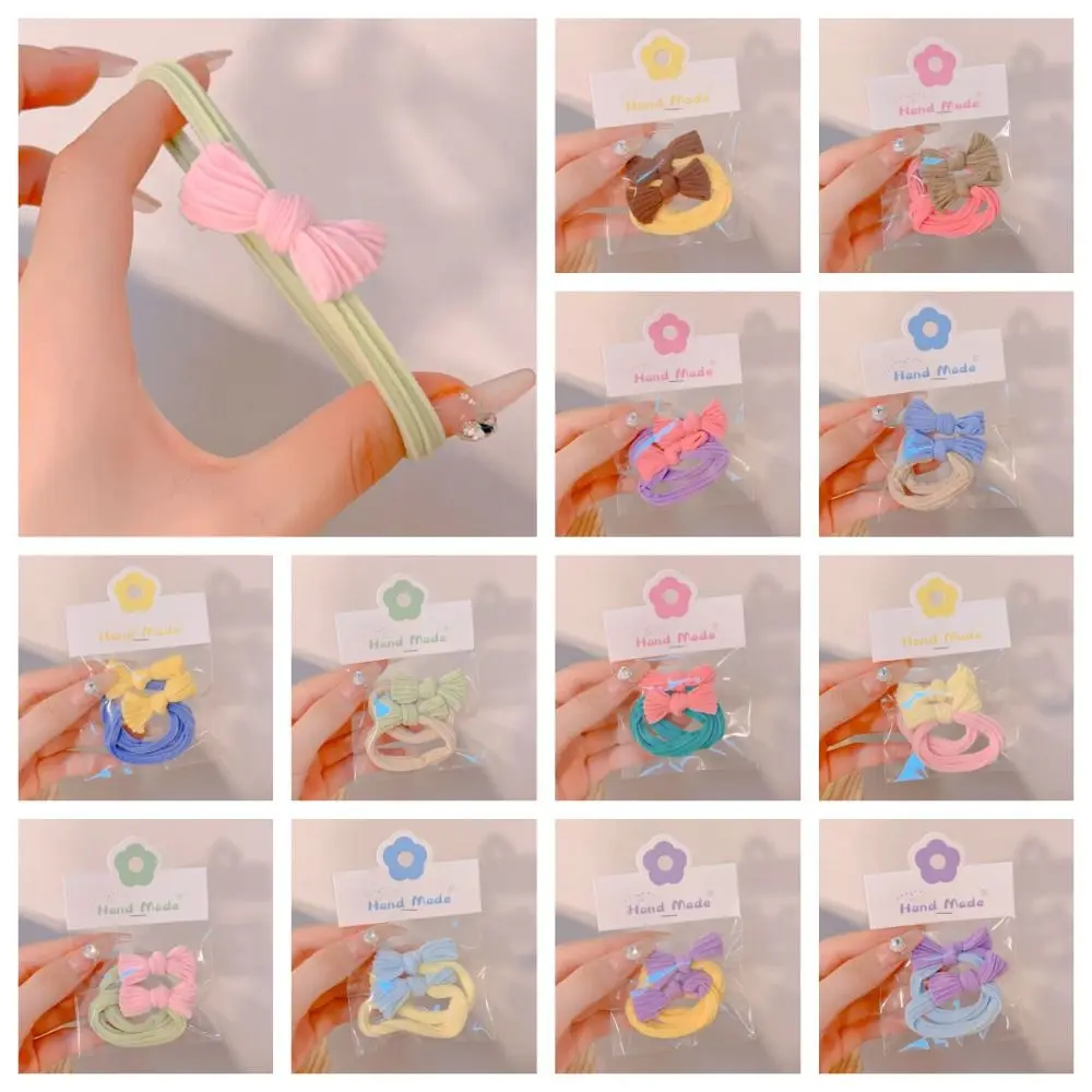 

Scrunchies Candy Color Towel Ring Ponytail Holder Hair Accessories Bow Rubber Band Hair Tie Elastic Bow Hair Rope Children