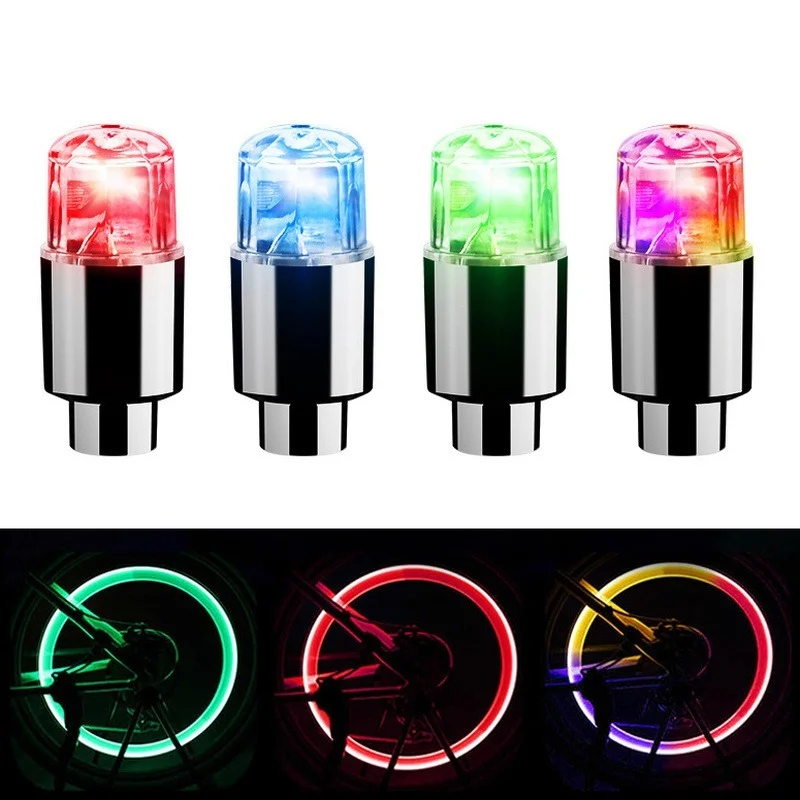 Universal Wheel LED Light Car Motorcycle Bike Neon Valve Cap Lamp Tire Hub Colorful Flashing Lights Night Neon Bulb Decor