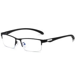 Vintage Unisex Half - Frame Anti Blue Light Business Eyeglasses - -400 (Black)