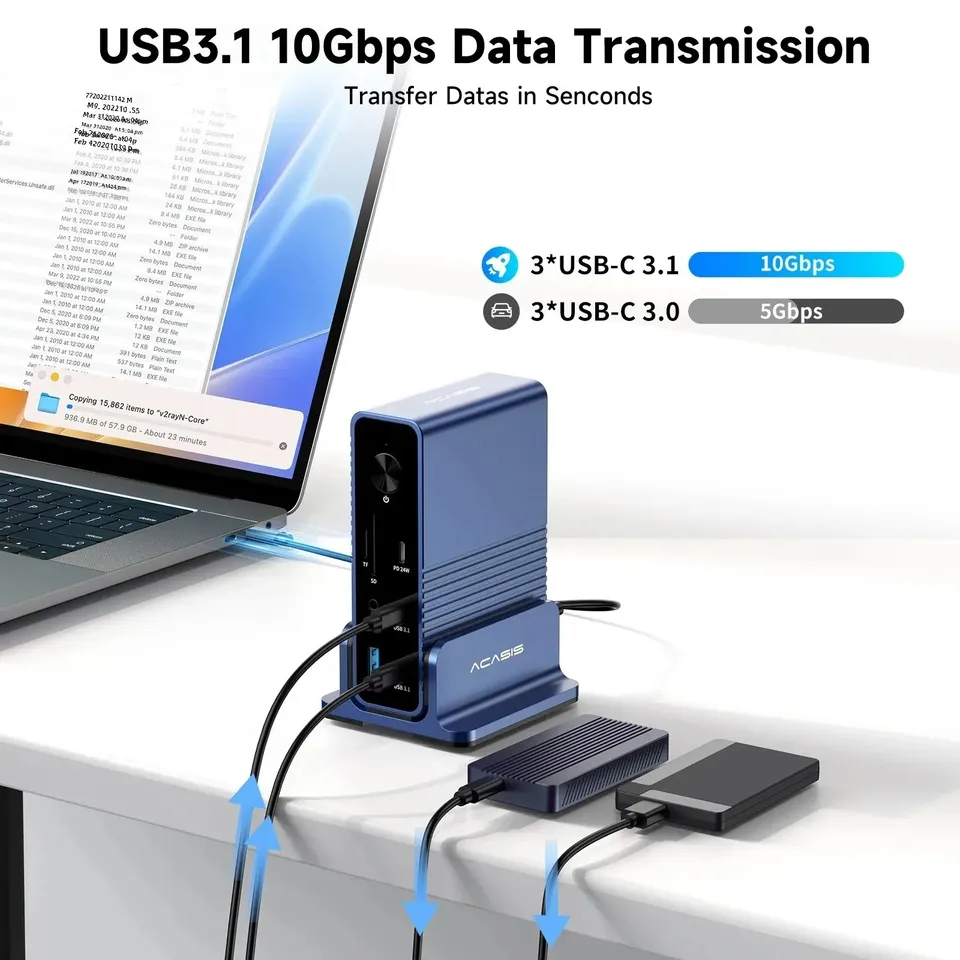 Acasis USB-C Dock Station 15 IN 1 Hub 10Gbps USB-C to 2 HDMI 1 DP Acasis USB-C Dock Station 15 IN 1 Hub 10Gbps USB-C to 2 HDMI 1 DP