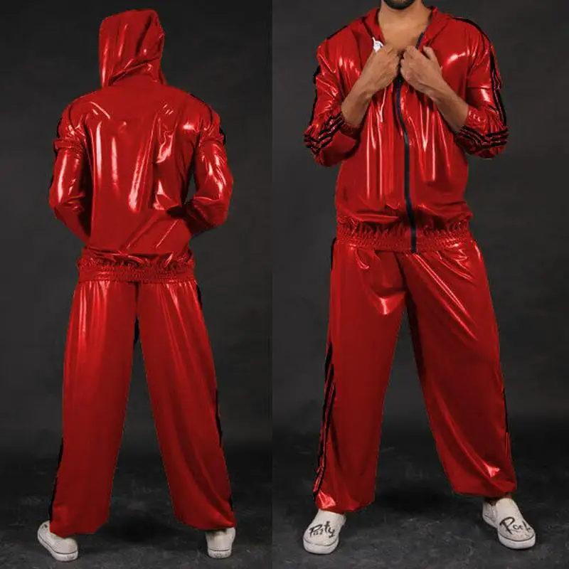 

Cool Latex Rubber Handsome Bodysuit Catsuit Ganzanzug Halloween Fashionable sports suit trousers and Top