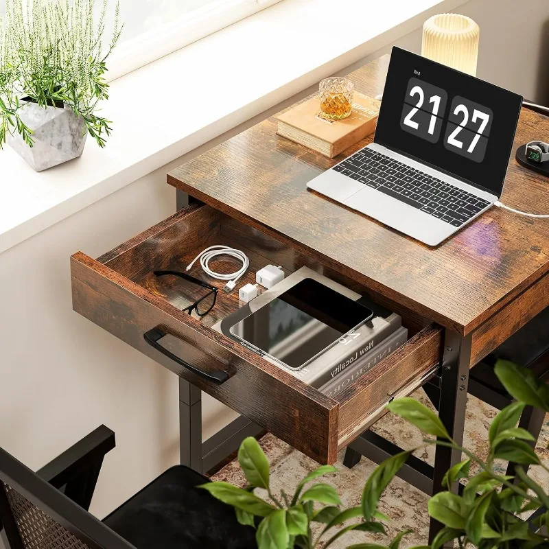 24 Inch Bar Table with Power Outlets, Bar Height Table with Storage, Counter Height Bar Table, High Top Kitchen & Dining 4
