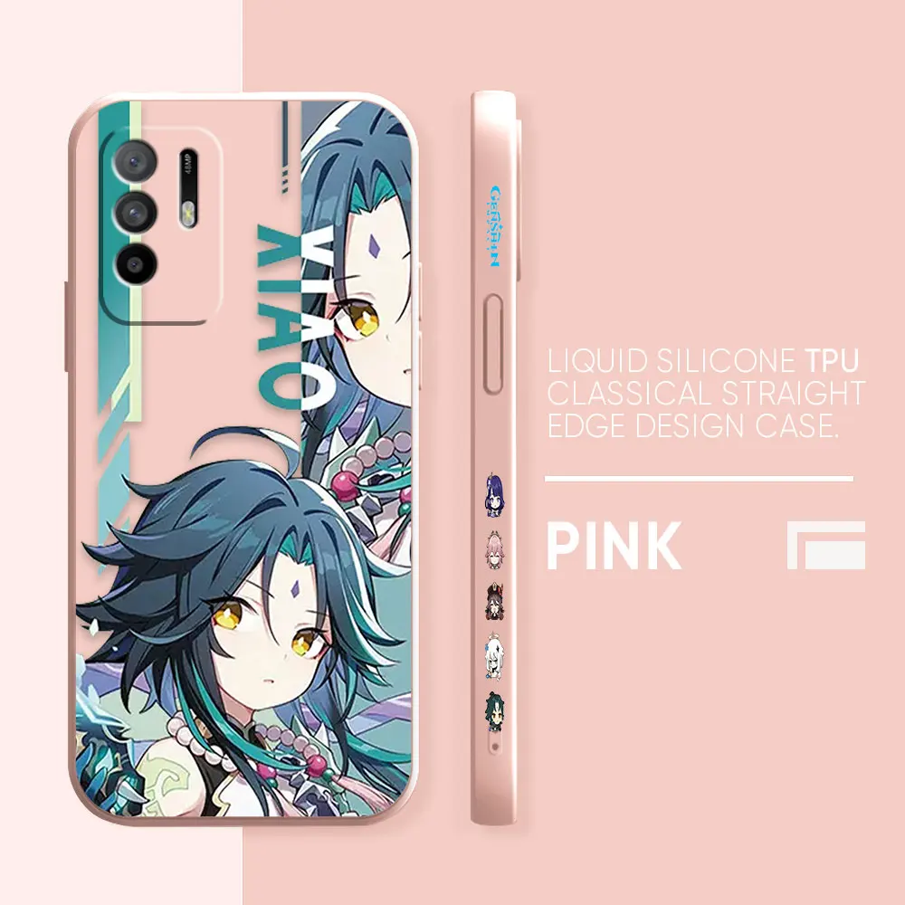thumbnail image 1 of Case For OPPO A52 A54 A55 A57 A59 A93 A83 A92S A93S 4G 5G A16 Colour Simple Liquid Silicone Case Best Genshin impact, 1 of 5