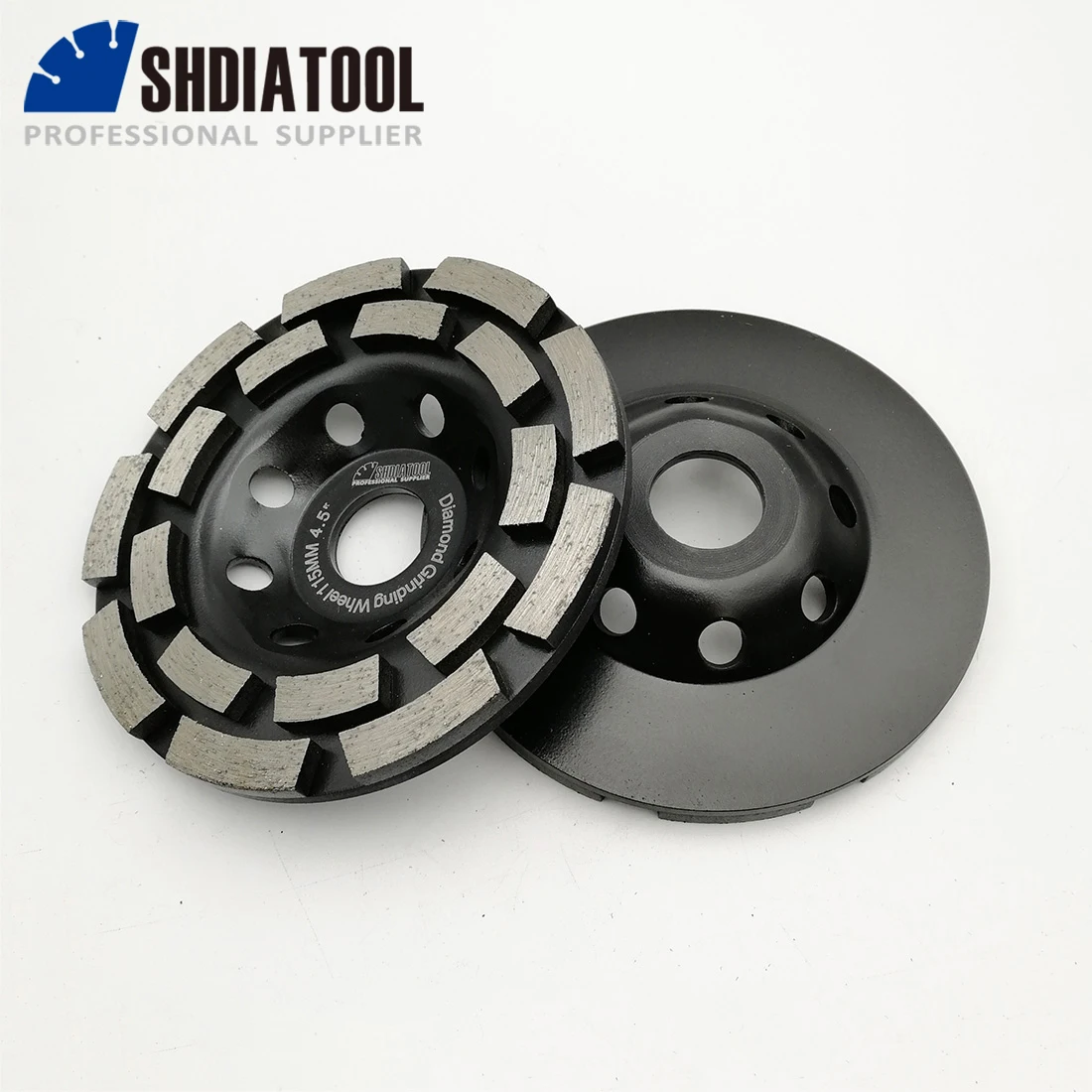 SHDIATOOL 1pc 4.5"/Dia115mm Diamond Double Row Cup Grinding Wheel Concrete Marble Masonry Granite Diamond Polishing Plate