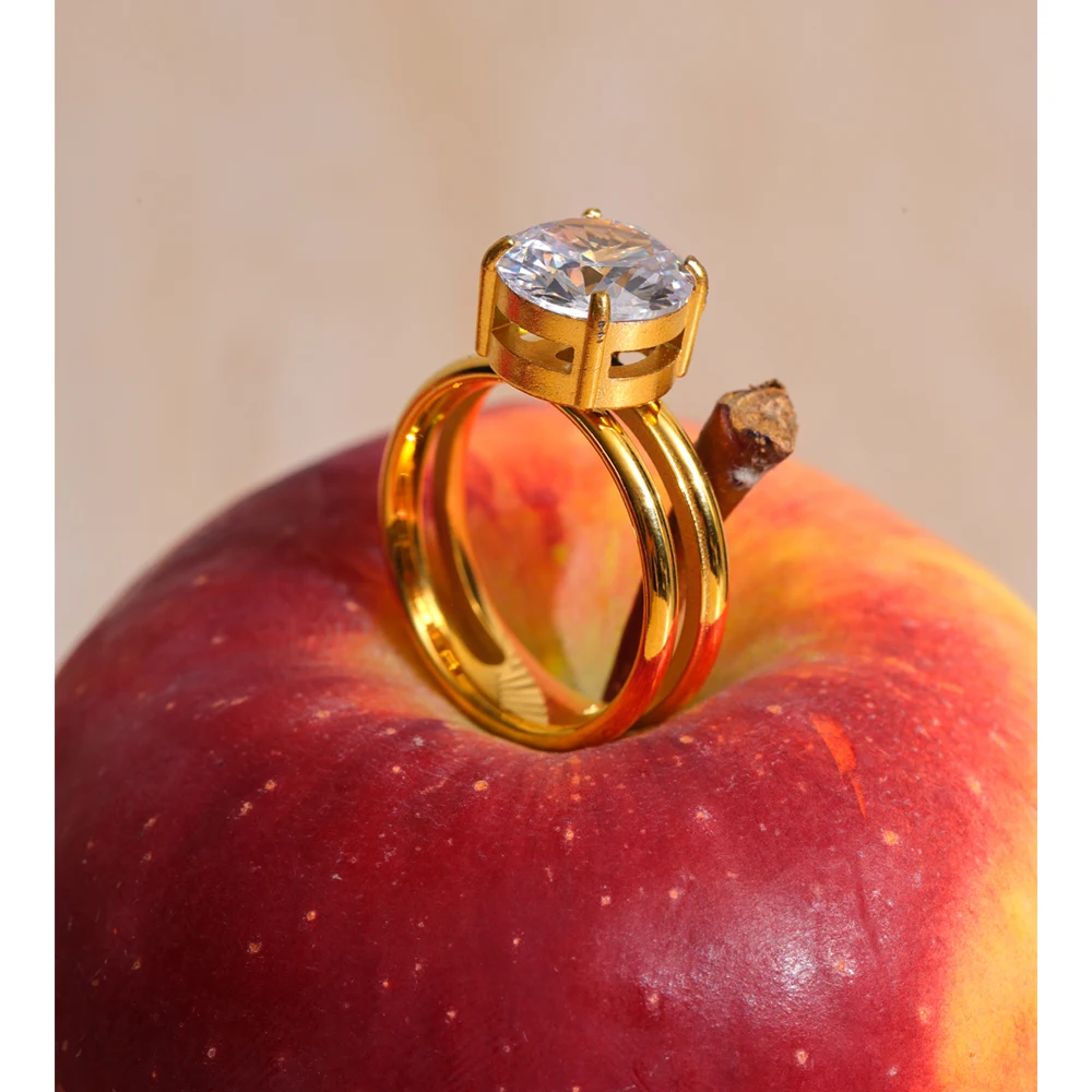 Yhpup 18K Gold PVD Plated Engagement Ring