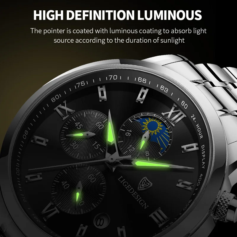 LIGE Men's Watches Luxury Sport Waterproof Watch Men Quartz Wristwatch Chronograph Military Auto Date Clock Relogio Masculino