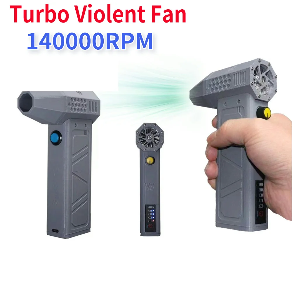 

Handheld Brushless Motor 140000RPM Air Duster 52M/S Violent Fan Portable Turbo Blower Type-C Charging with Power Display