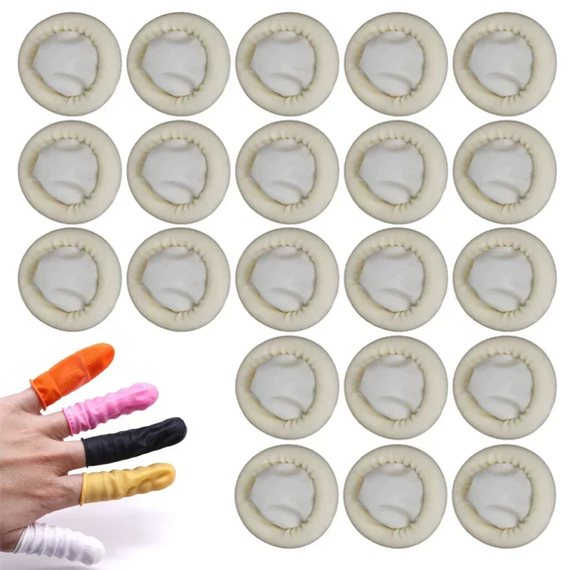100pcs Finger Cover Rubber Gloves Disposable Nonslip Anti-static Finger Cot Fingertip Protector Thumb Sleeve Glove