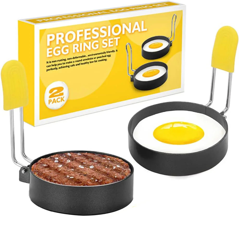 Egg Ring for Frying Eggs and English Muffin Round Egg Shaper Mold with  Handle Kitchen Stainless Steel Non-stick Egg Cooker Ring - AliExpress